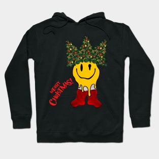 Smiley Face with Christmas Tree Hat and Christmas Stocking | Merry Xmas Hoodie